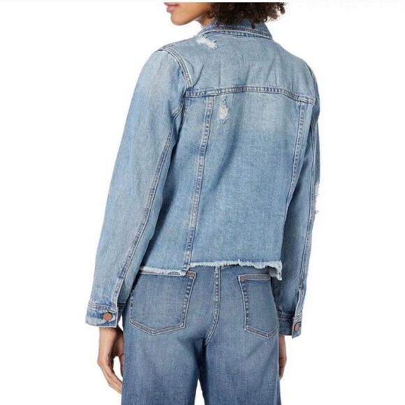 Blank NYC Raw Hem Cropped Distressed Denim Jacket Sz S - Picture 2 of 11